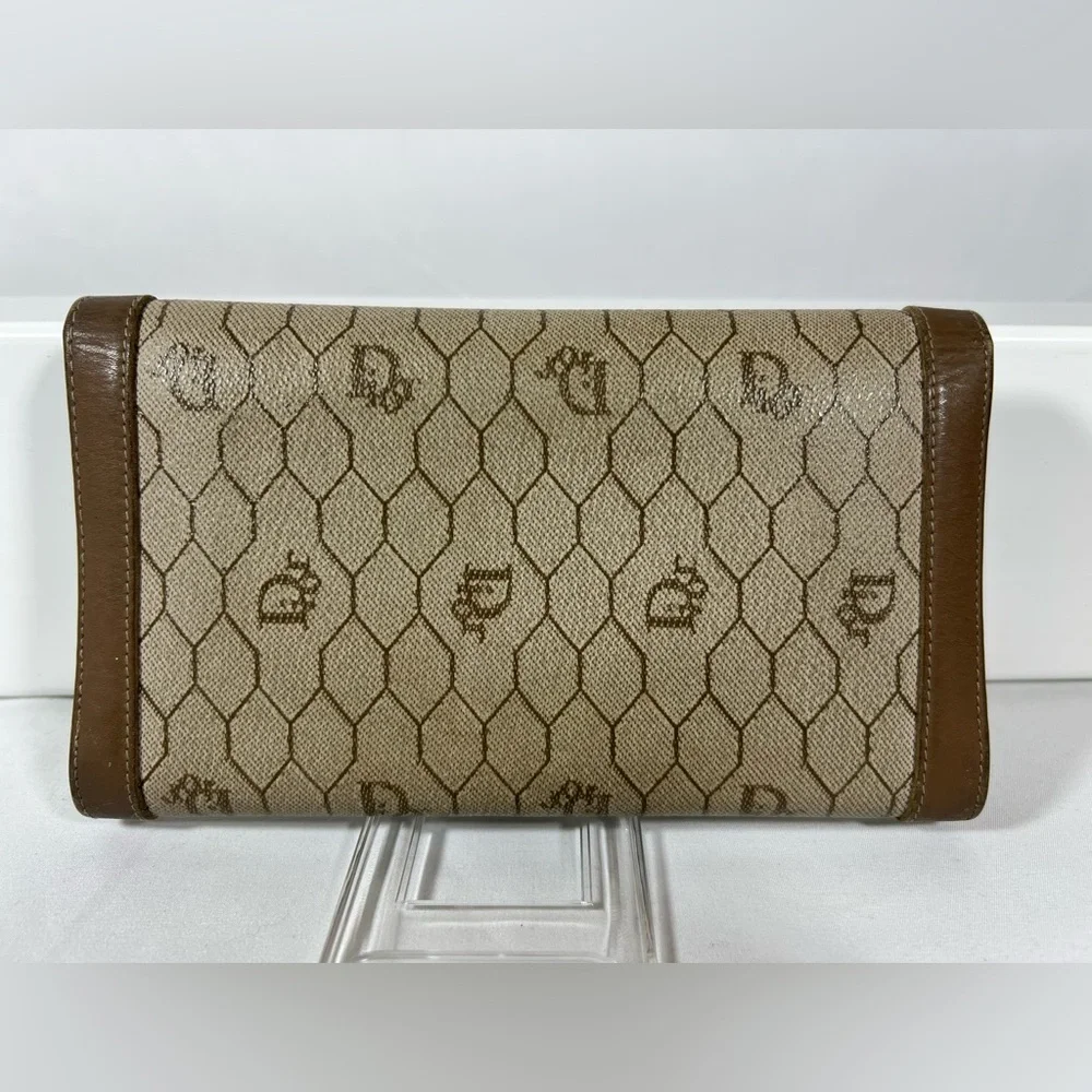 1154: Vintage Christian Dior Honeycomb Monogram Wallet Clutch Italy